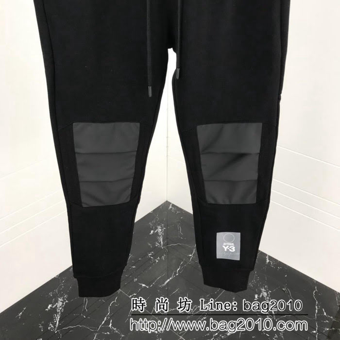 Y-3山本耀司 18fw新款 背後刺繡貼布logo 純棉絨男款衛褲 ydi1677